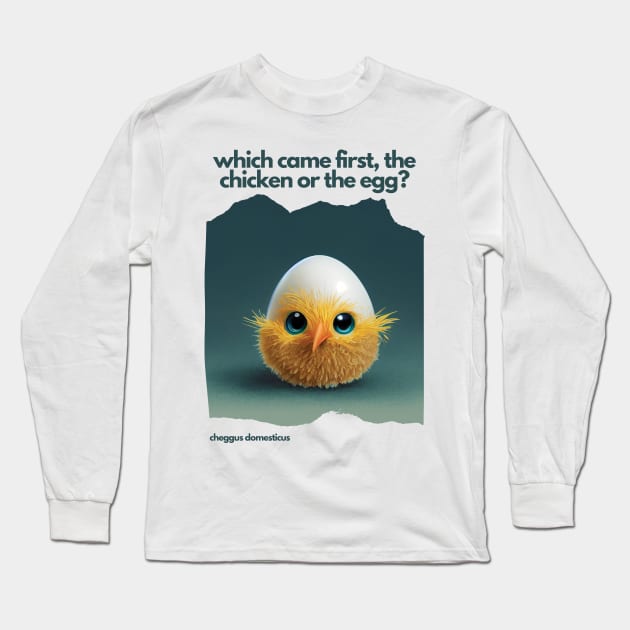 Which came first, the chicken or the egg? Funny Print Long Sleeve T-Shirt by Geminiartstudio